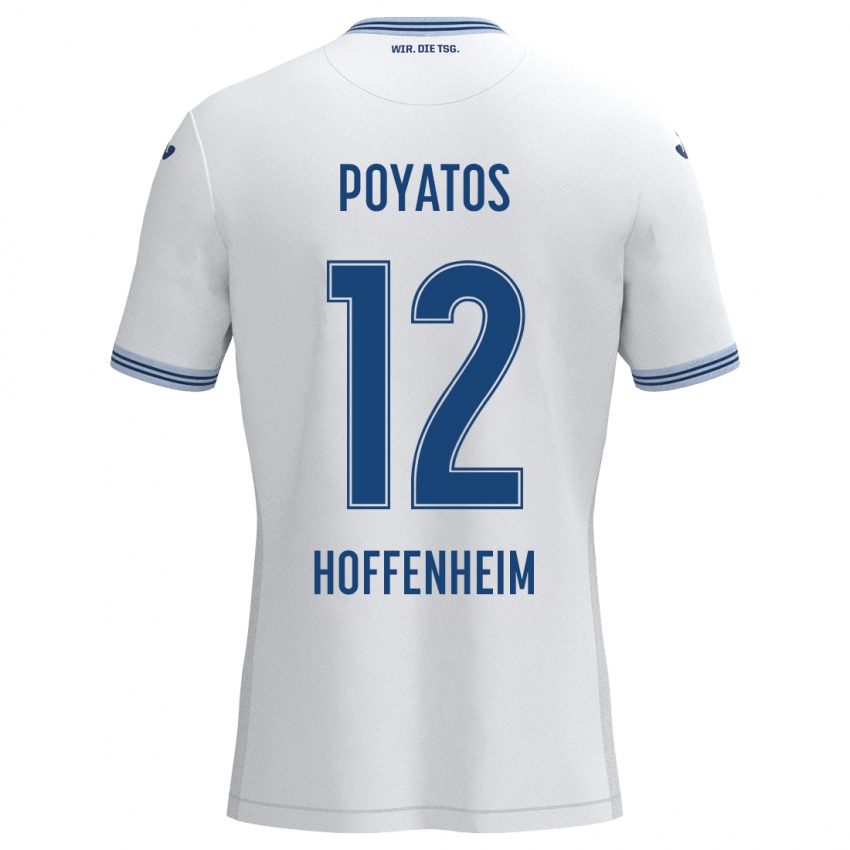 Kinder Miguel Poyatos #12 Weiß Blau Auswärtstrikot Trikot 2024/25 T-Shirt Belgien