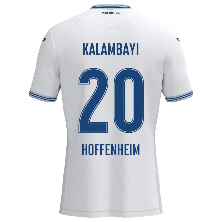 Kinderen Simon Kalambayi #20 Wit Blauw Uitshirt Uittenue 2024/25 T-Shirt België