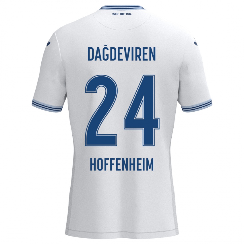 Kinder Diren Dağdeviren #24 Weiß Blau Auswärtstrikot Trikot 2024/25 T-Shirt Belgien