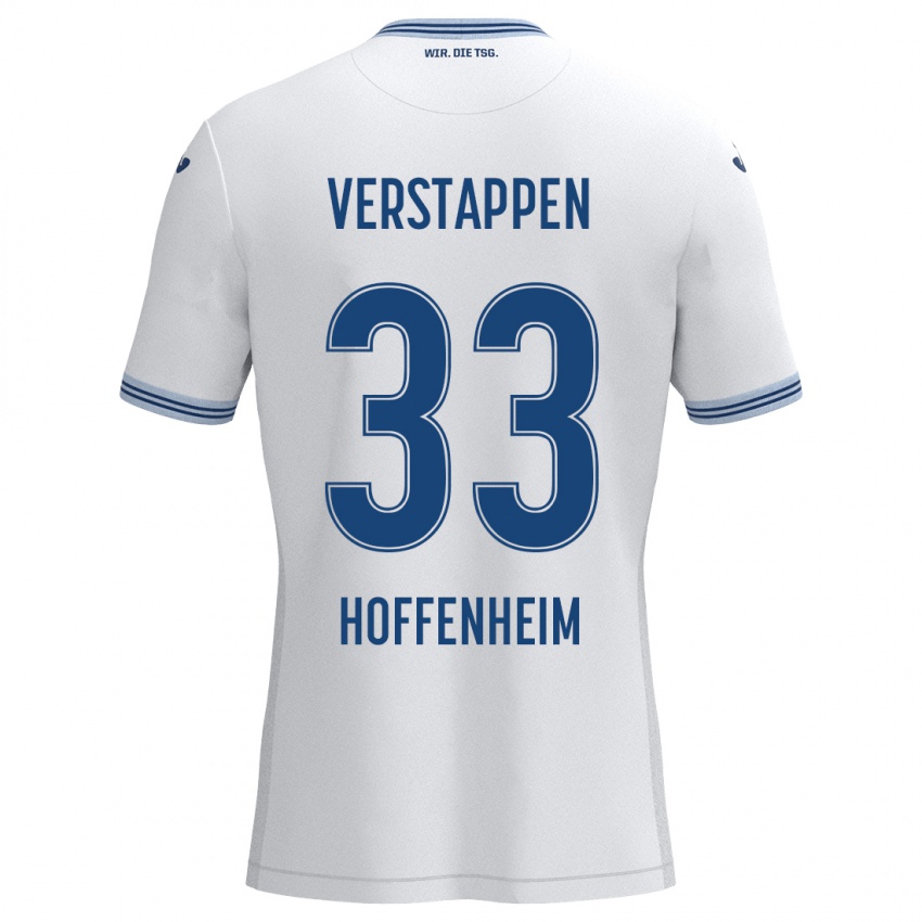 Kinder Eric Verstappen #33 Weiß Blau Auswärtstrikot Trikot 2024/25 T-Shirt Belgien