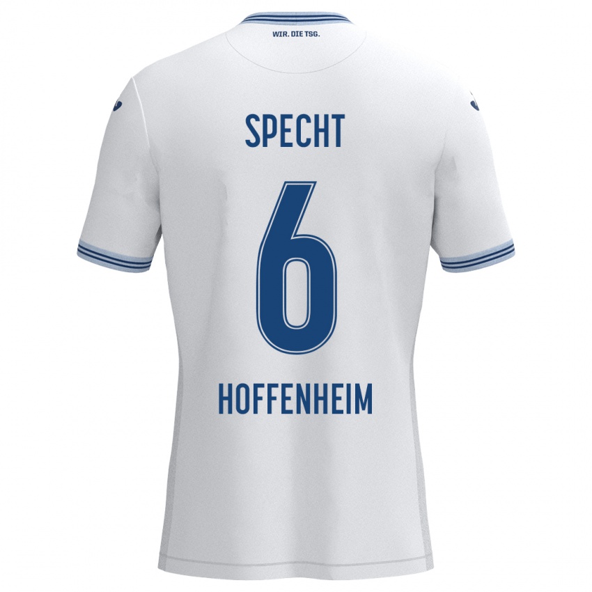 Kinder Michaela Specht #6 Weiß Blau Auswärtstrikot Trikot 2024/25 T-Shirt Belgien