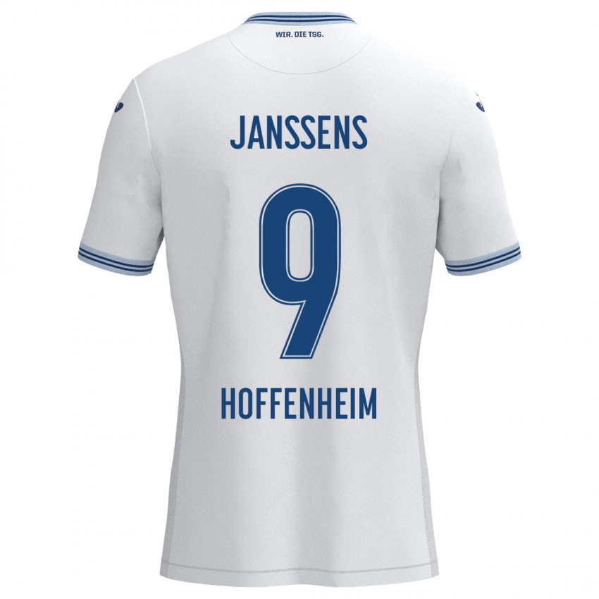 Kinder Jill Janssens #9 Weiß Blau Auswärtstrikot Trikot 2024/25 T-Shirt Belgien