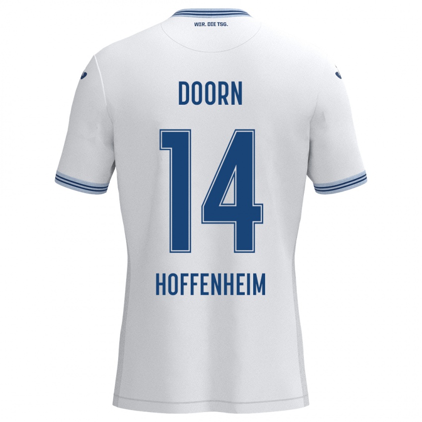 Kinder Lisa Doorn #14 Weiß Blau Auswärtstrikot Trikot 2024/25 T-Shirt Belgien