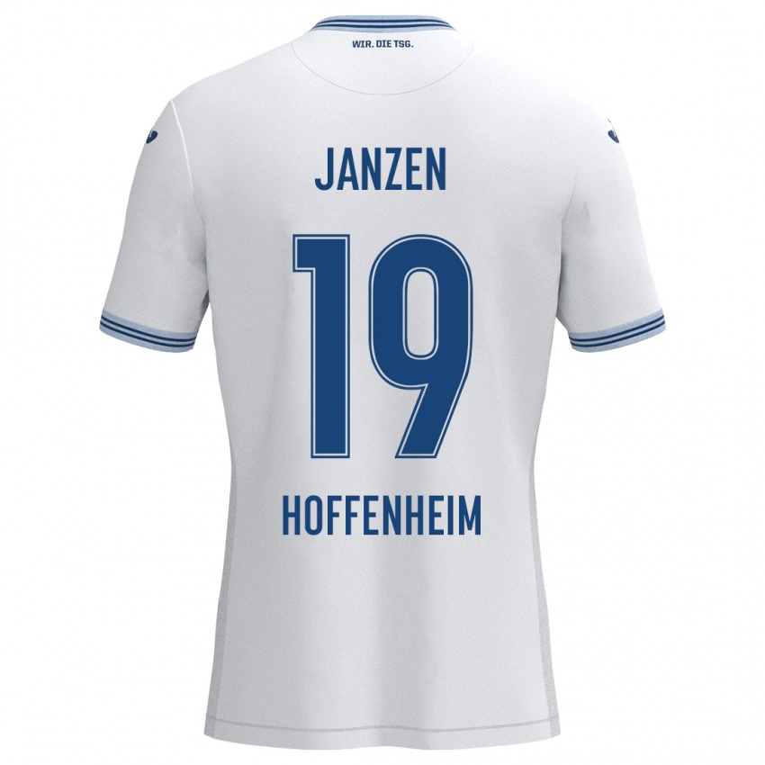 Kinder Mathilde Janzen #19 Weiß Blau Auswärtstrikot Trikot 2024/25 T-Shirt Belgien