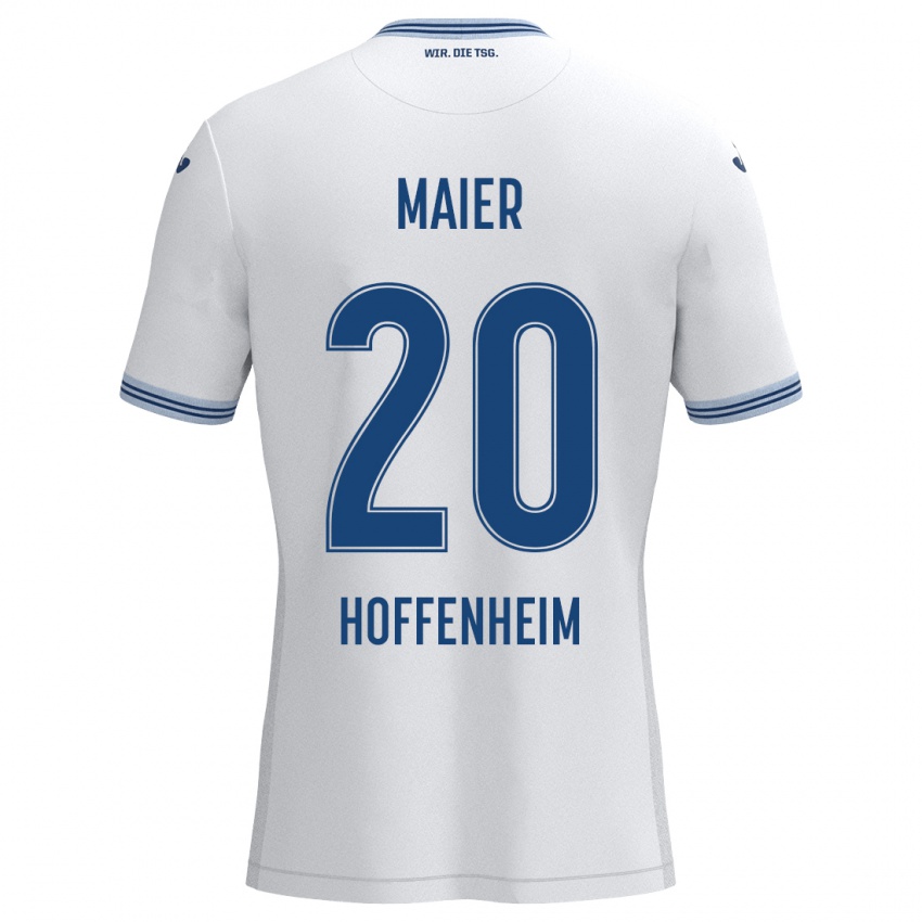 Kinder Leonie Maier #20 Weiß Blau Auswärtstrikot Trikot 2024/25 T-Shirt Belgien