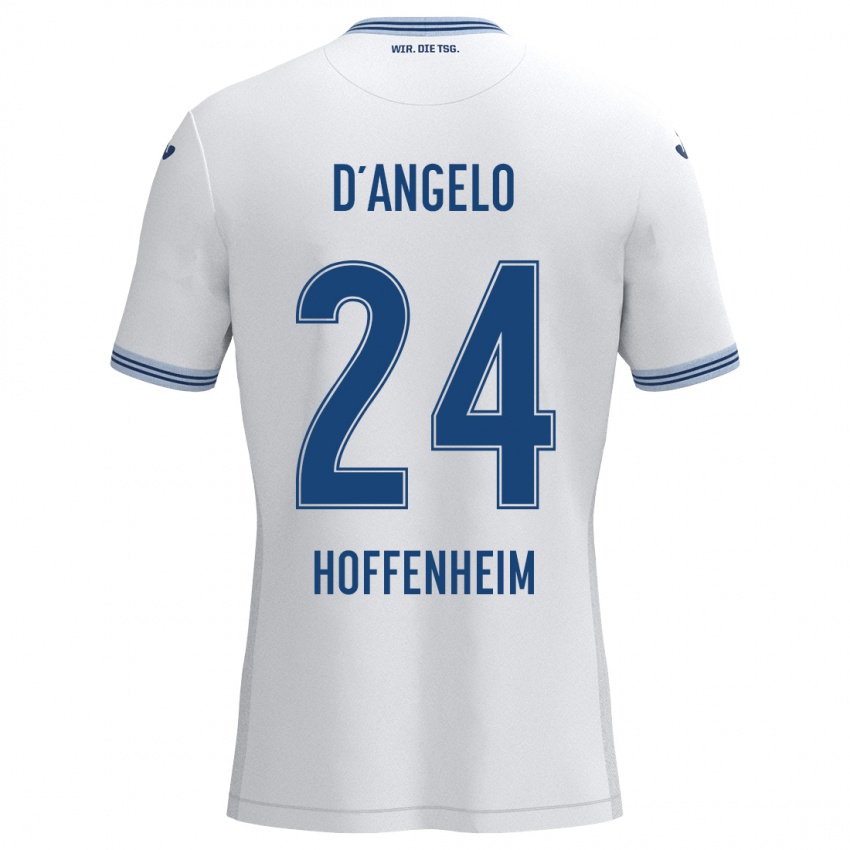 Kinder Chiara D'angelo #24 Weiß Blau Auswärtstrikot Trikot 2024/25 T-Shirt Belgien