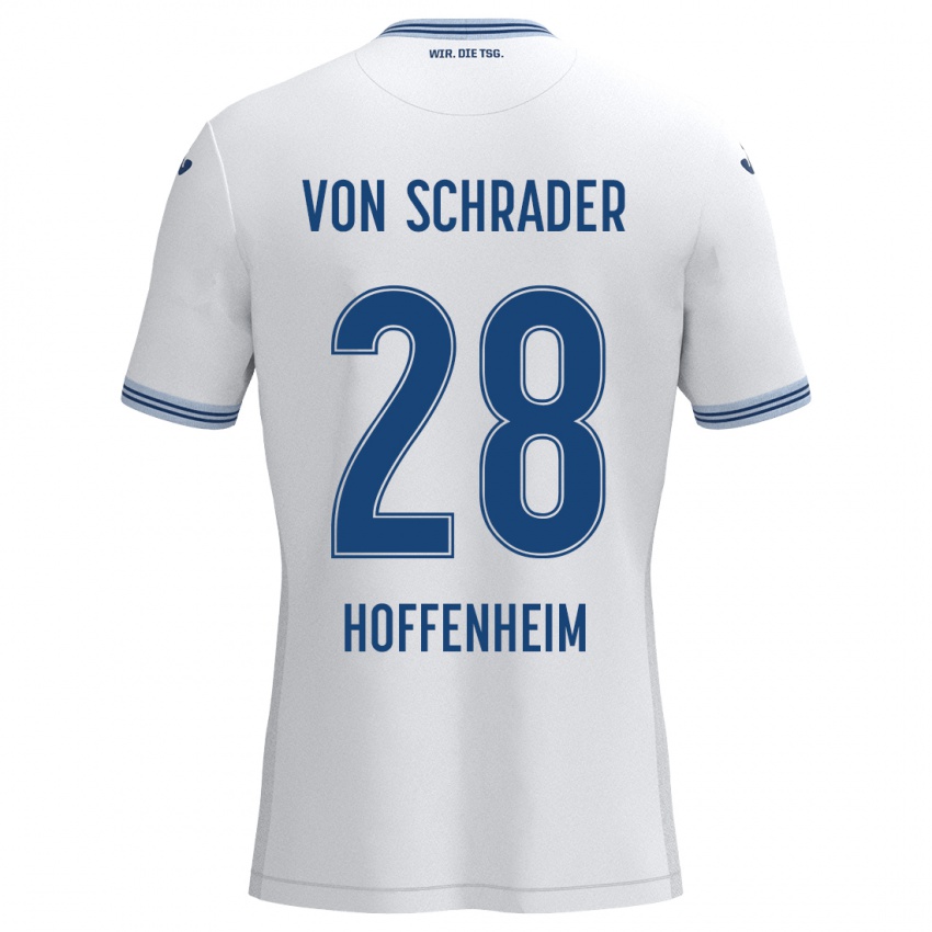 Kinder Lina Von Schrader #28 Weiß Blau Auswärtstrikot Trikot 2024/25 T-Shirt Belgien