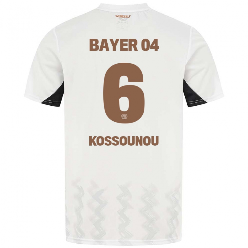 Kinder Odilon Kossounou #6 Weiß Schwarz Auswärtstrikot Trikot 2024/25 T-Shirt Belgien