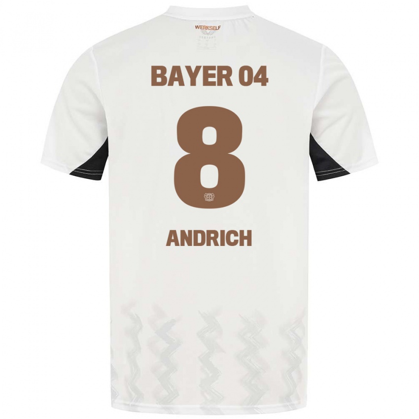 Kinder Robert Andrich #8 Weiß Schwarz Auswärtstrikot Trikot 2024/25 T-Shirt Belgien