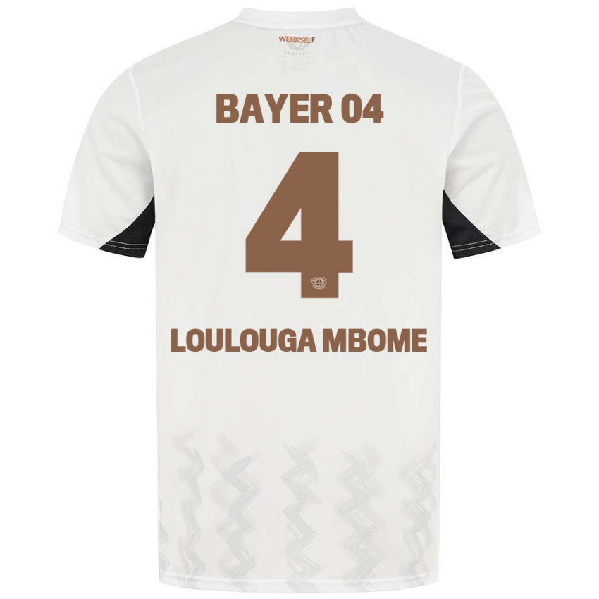 Kinderen Adrien Loulouga Mbome #4 Wit Zwart Uitshirt Uittenue 2024/25 T-Shirt België