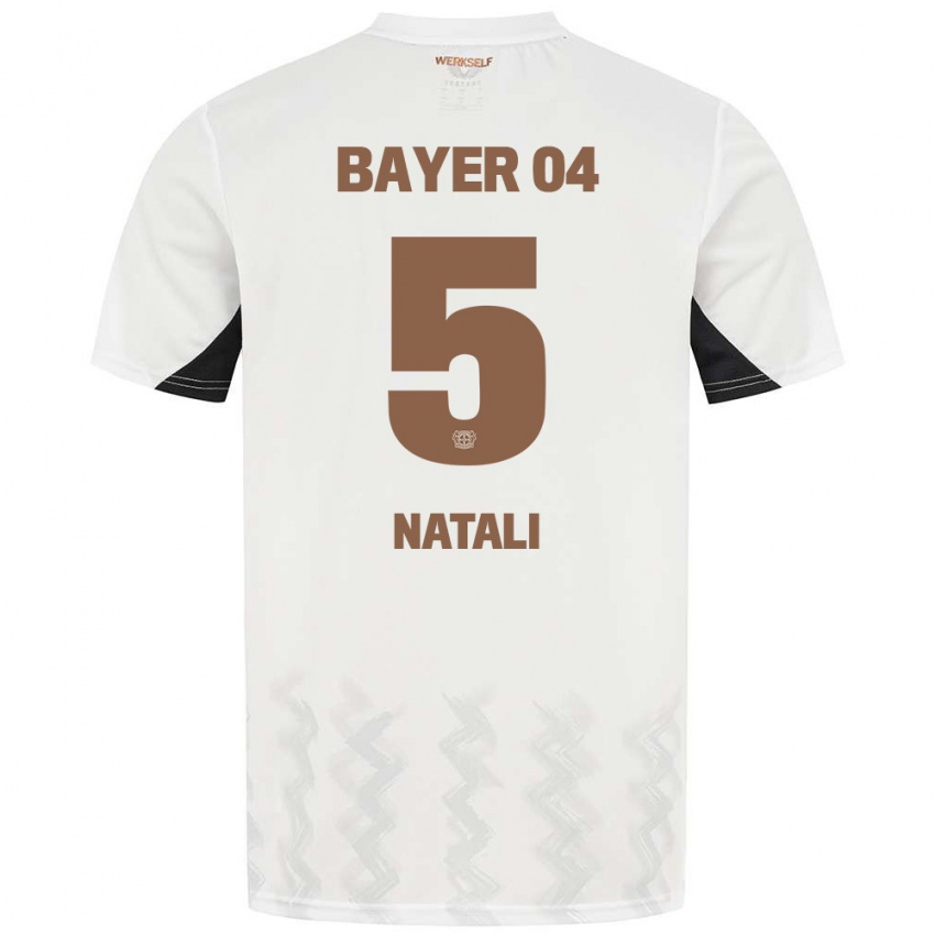 Kinder Andrea Natali #5 Weiß Schwarz Auswärtstrikot Trikot 2024/25 T-Shirt Belgien