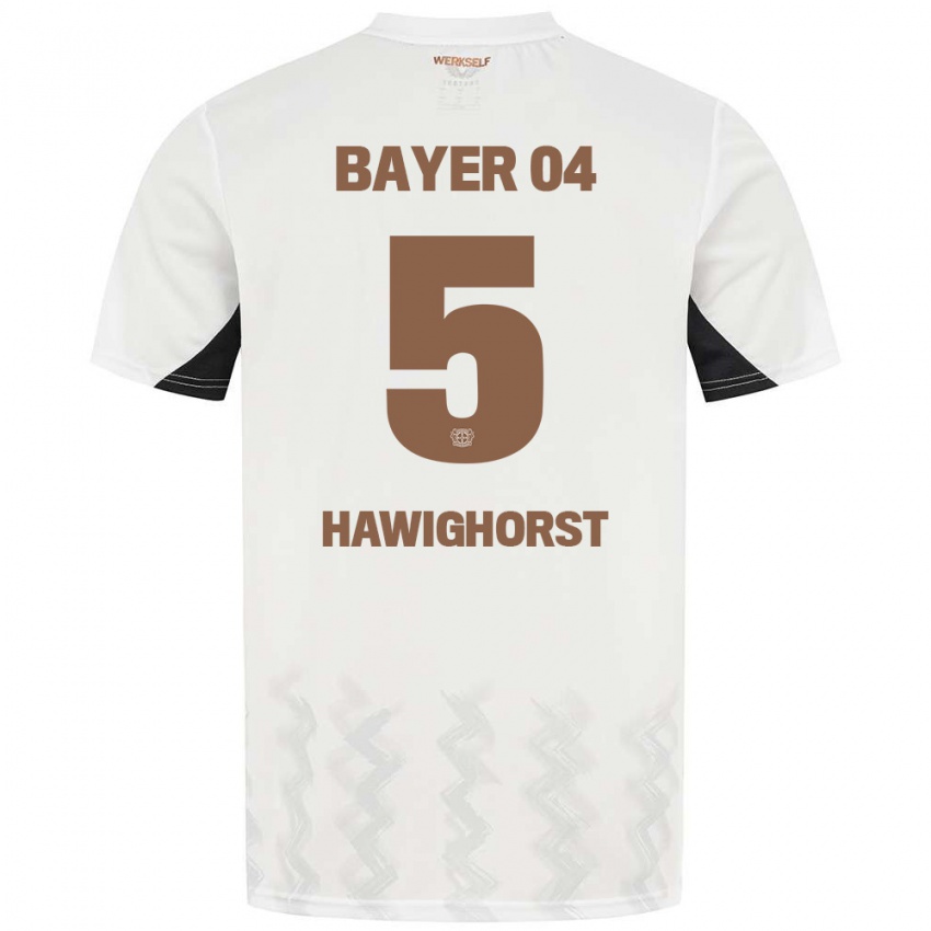 Kinder Ben Hawighorst #5 Weiß Schwarz Auswärtstrikot Trikot 2024/25 T-Shirt Belgien