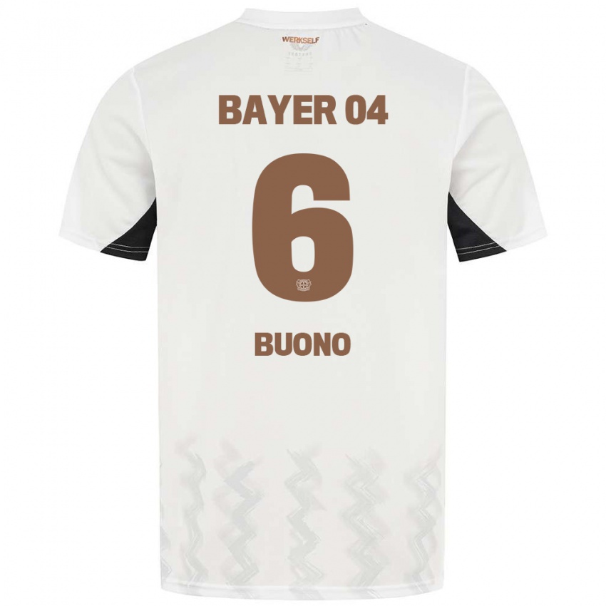 Kinderen Francesco Buono #6 Wit Zwart Uitshirt Uittenue 2024/25 T-Shirt België