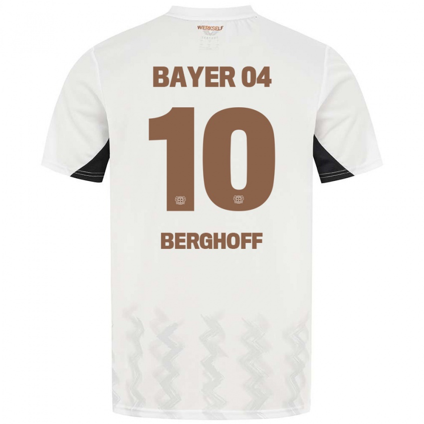 Kinder Jonah Berghoff #10 Weiß Schwarz Auswärtstrikot Trikot 2024/25 T-Shirt Belgien