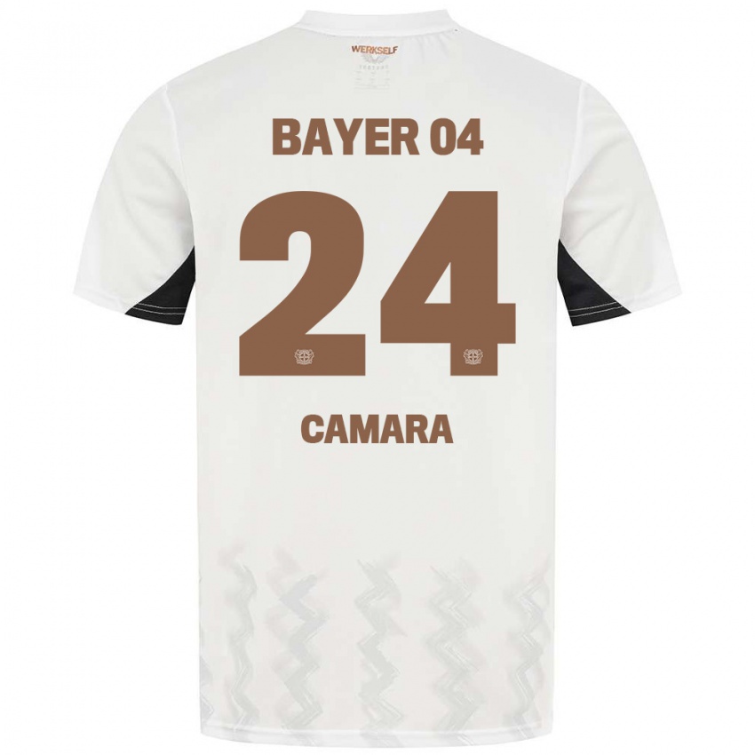 Kinder Nourdine Camara #24 Weiß Schwarz Auswärtstrikot Trikot 2024/25 T-Shirt Belgien