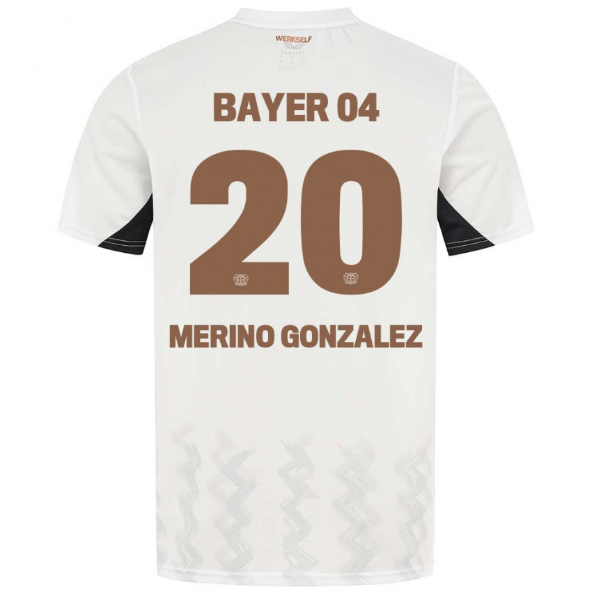 Kinder Estrella Merino Gonzalez #20 Weiß Schwarz Auswärtstrikot Trikot 2024/25 T-Shirt Belgien