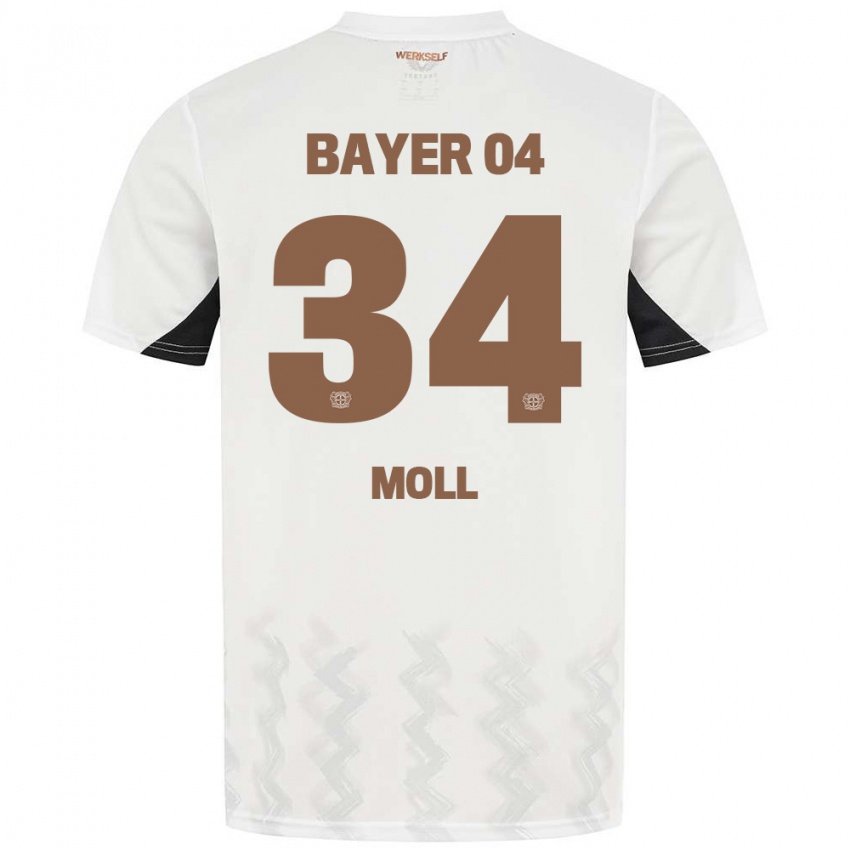 Kinder Anne Moll #34 Weiß Schwarz Auswärtstrikot Trikot 2024/25 T-Shirt Belgien