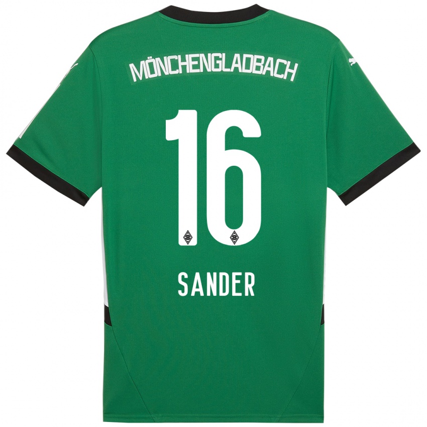 Enfant Maillot Philipp Sander #16 Vert Blanc Tenues Extérieur 2024/25 T-Shirt Belgique