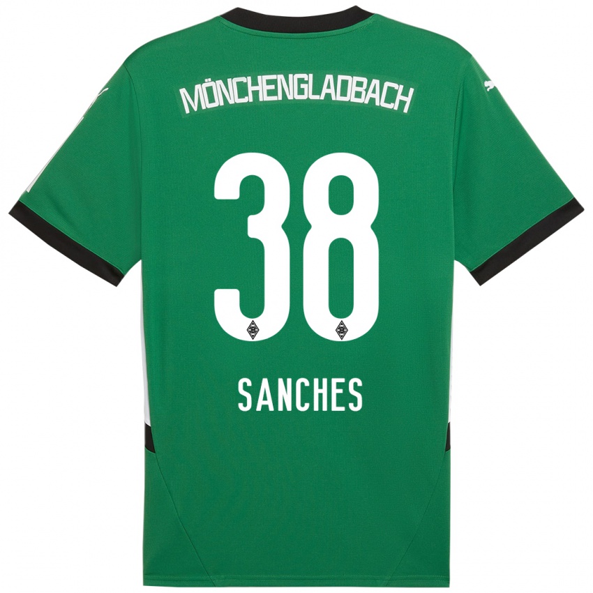 Enfant Maillot Yvandro Borges Sanches #38 Vert Blanc Tenues Extérieur 2024/25 T-Shirt Belgique