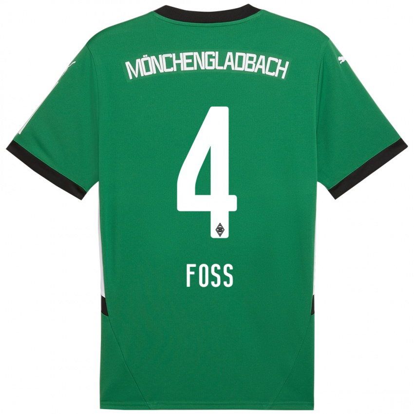 Enfant Maillot Jonathan Foss #4 Vert Blanc Tenues Extérieur 2024/25 T-Shirt Belgique