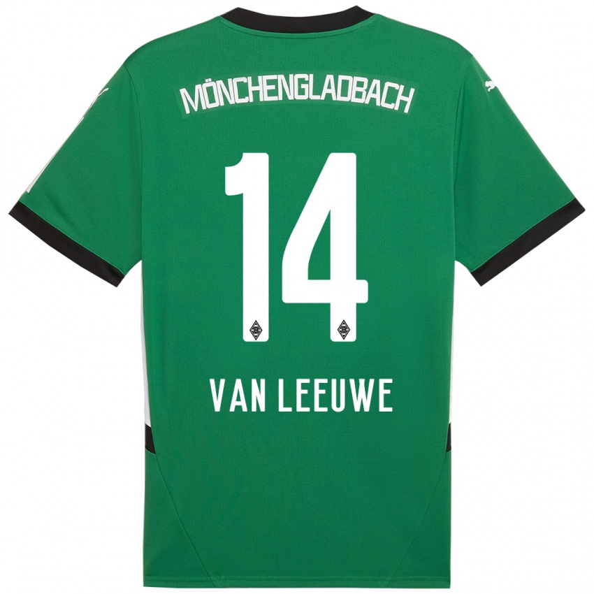 Enfant Maillot Kyra Van Leeuwe #14 Vert Blanc Tenues Extérieur 2024/25 T-Shirt Belgique