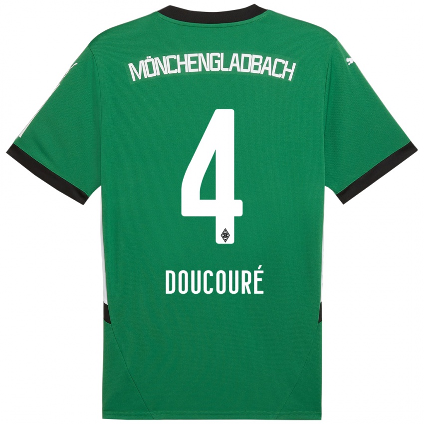 Kinder Mamadou Doucouré #4 Grün Weiß Auswärtstrikot Trikot 2024/25 T-Shirt Belgien