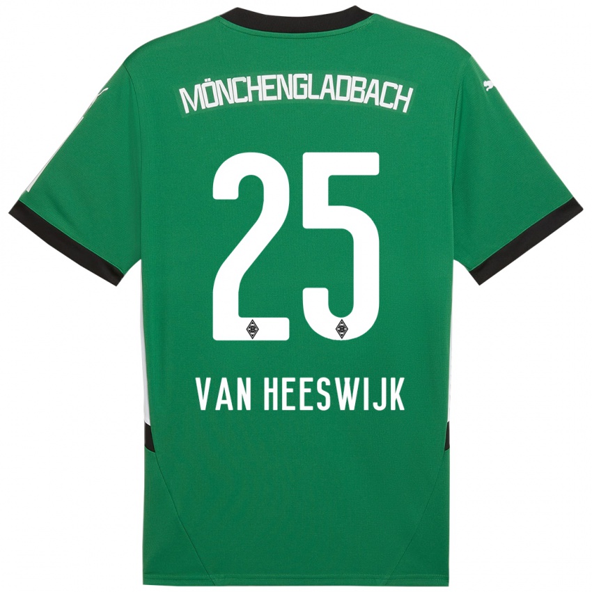 Enfant Maillot Amber Van Heeswijk #25 Vert Blanc Tenues Extérieur 2024/25 T-Shirt Belgique