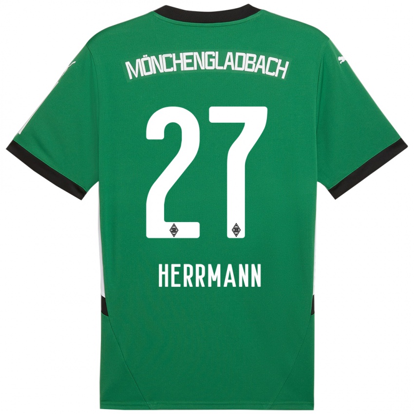 Enfant Maillot Michelle Herrmann #27 Vert Blanc Tenues Extérieur 2024/25 T-Shirt Belgique