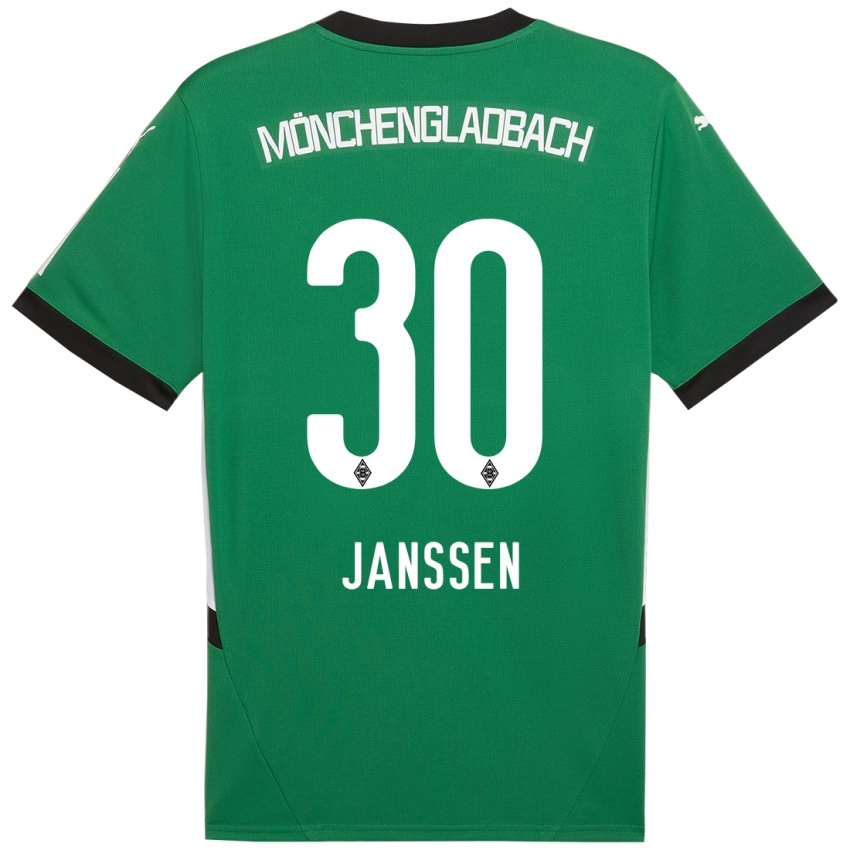 Enfant Maillot Annalena Janssen #30 Vert Blanc Tenues Extérieur 2024/25 T-Shirt Belgique