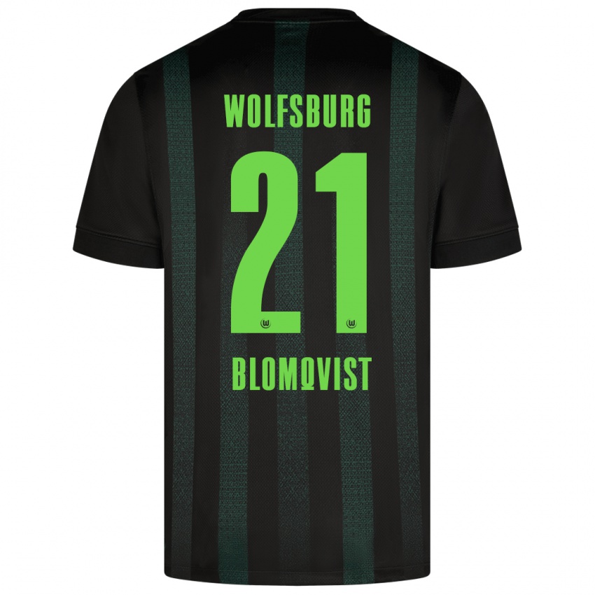 Kinder Rebecka Blomqvist #21 Dunkelgrün Auswärtstrikot Trikot 2024/25 T-Shirt Belgien