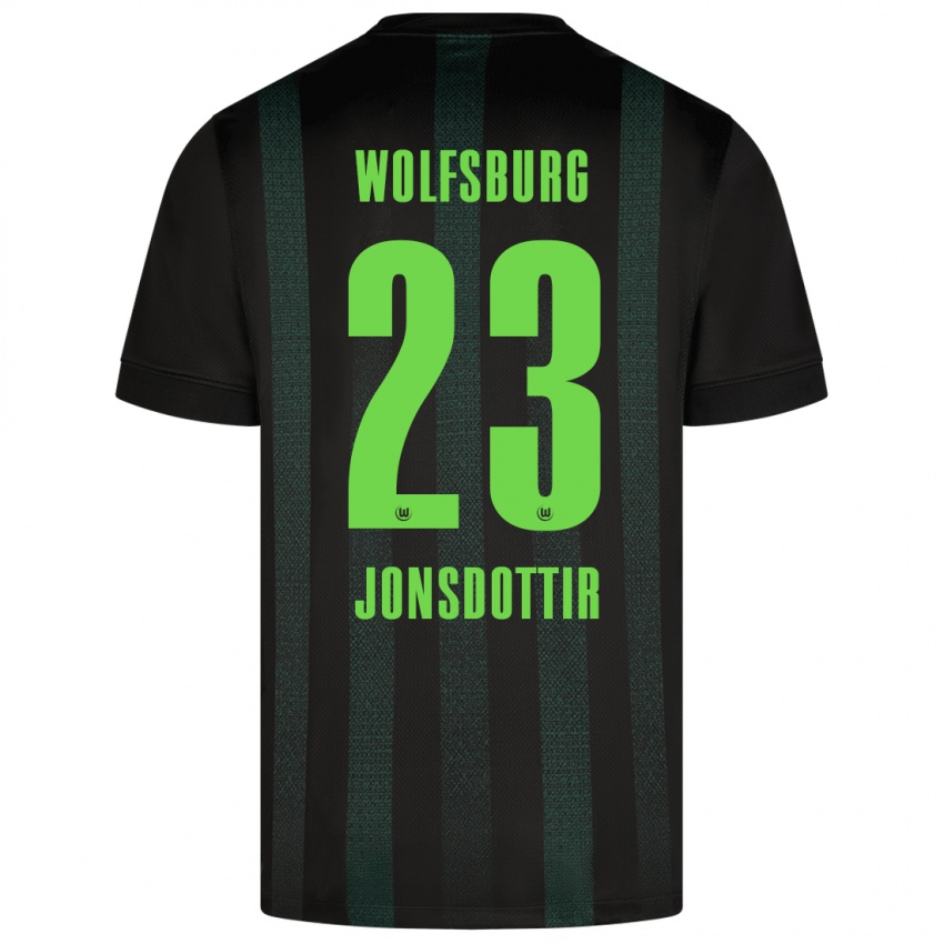 Kinder Sveindís Jane Jónsdóttir #23 Dunkelgrün Auswärtstrikot Trikot 2024/25 T-Shirt Belgien