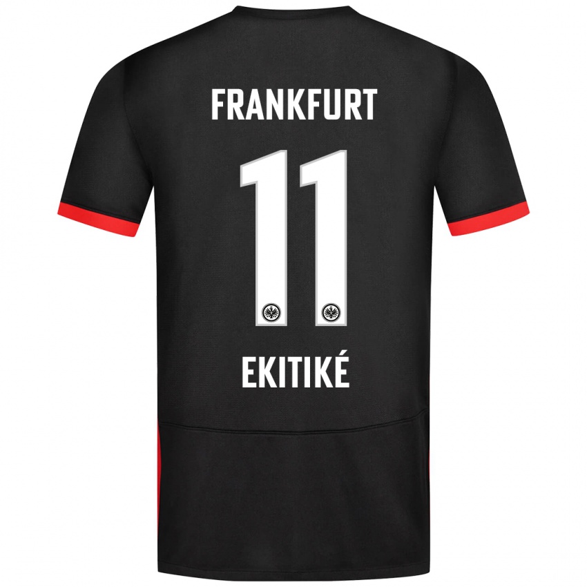 Kinder Hugo Ekitike #11 Schwarz Auswärtstrikot Trikot 2024/25 T-Shirt Belgien