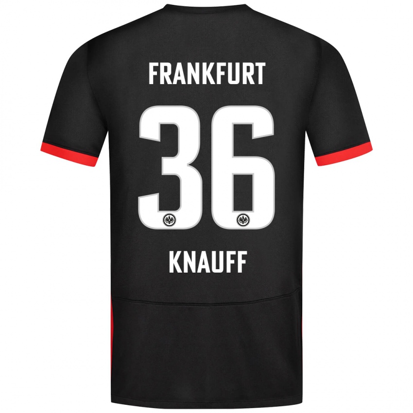 Kinder Ansgar Knauff #36 Schwarz Auswärtstrikot Trikot 2024/25 T-Shirt Belgien