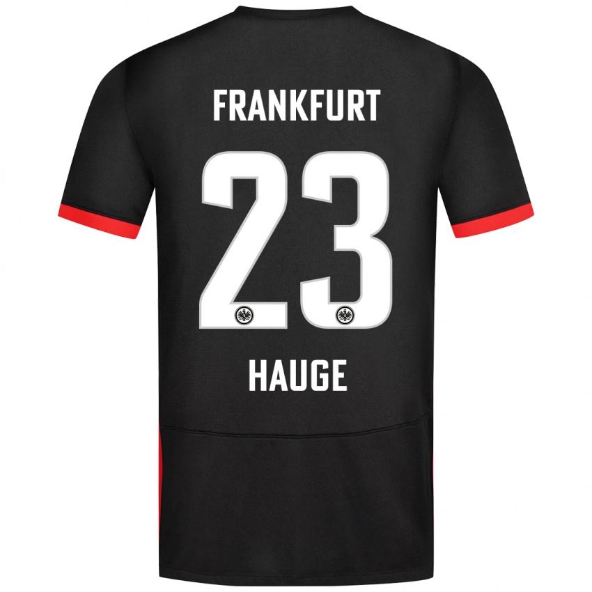 Kinder Jens Petter Hauge #23 Schwarz Auswärtstrikot Trikot 2024/25 T-Shirt Belgien