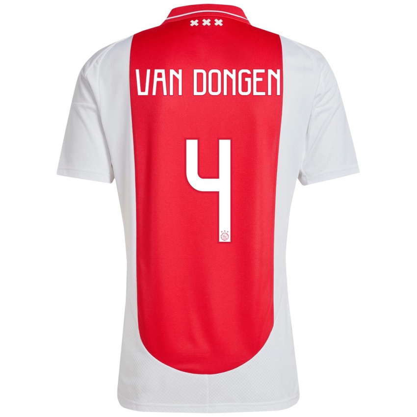 Heren Bram Van Dongen #4 Rood Wit Thuisshirt Thuistenue 2024/25 T-Shirt België