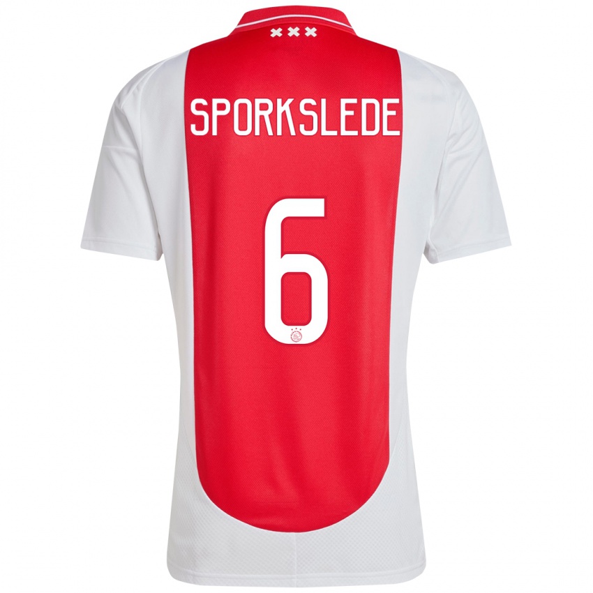 Heren Fabian Sporkslede #6 Rood Wit Thuisshirt Thuistenue 2024/25 T-Shirt België