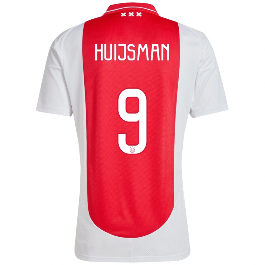 Heren Mitchi Huijsman #9 Rood Wit Thuisshirt Thuistenue 2024/25 T-Shirt België