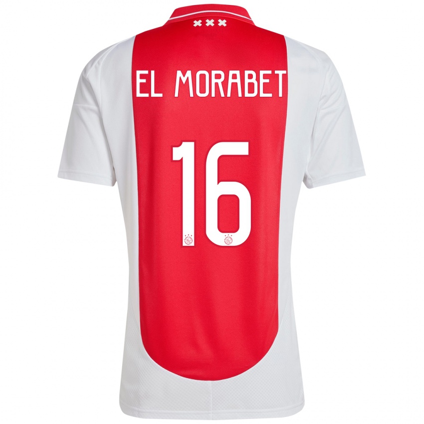 Heren Younes El Morabet #16 Rood Wit Thuisshirt Thuistenue 2024/25 T-Shirt België