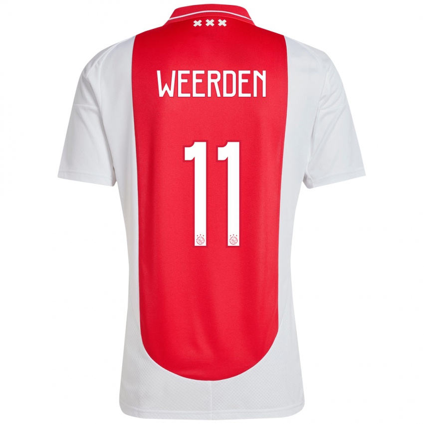 Heren Ashleigh Weerden #11 Rood Wit Thuisshirt Thuistenue 2024/25 T-Shirt België