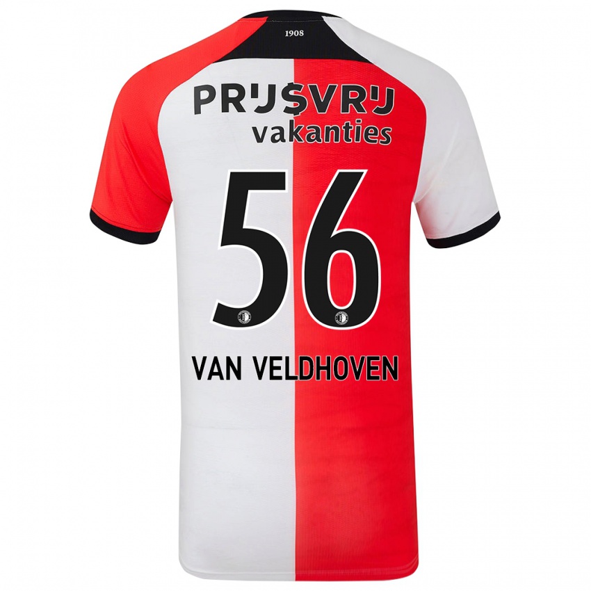 Herren Kars Van Veldhoven #56 Rot Weiß Heimtrikot Trikot 2024/25 T-Shirt Belgien