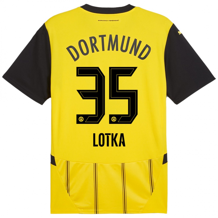 Homme Maillot Marcel Lotka #35 Jaune Noir Tenues Domicile 2024/25 T-Shirt Belgique