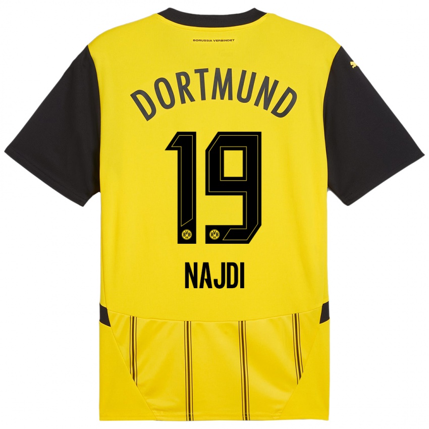 Homme Maillot Ahmad Najdi #19 Jaune Noir Tenues Domicile 2024/25 T-Shirt Belgique