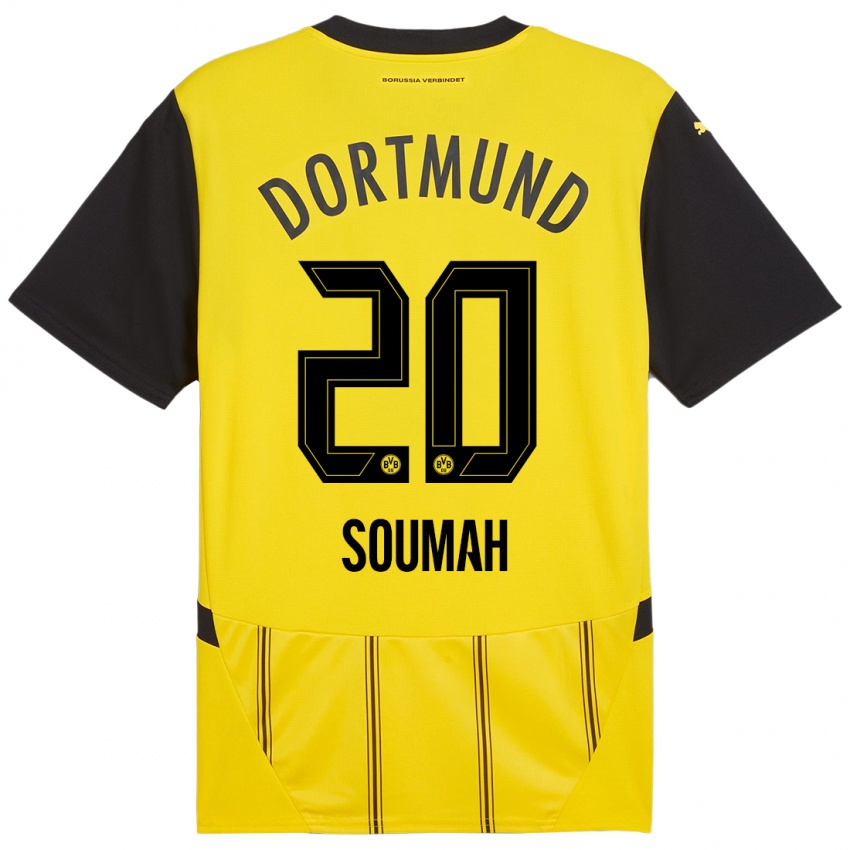 Homme Maillot Moussa Soumah #20 Jaune Noir Tenues Domicile 2024/25 T-Shirt Belgique