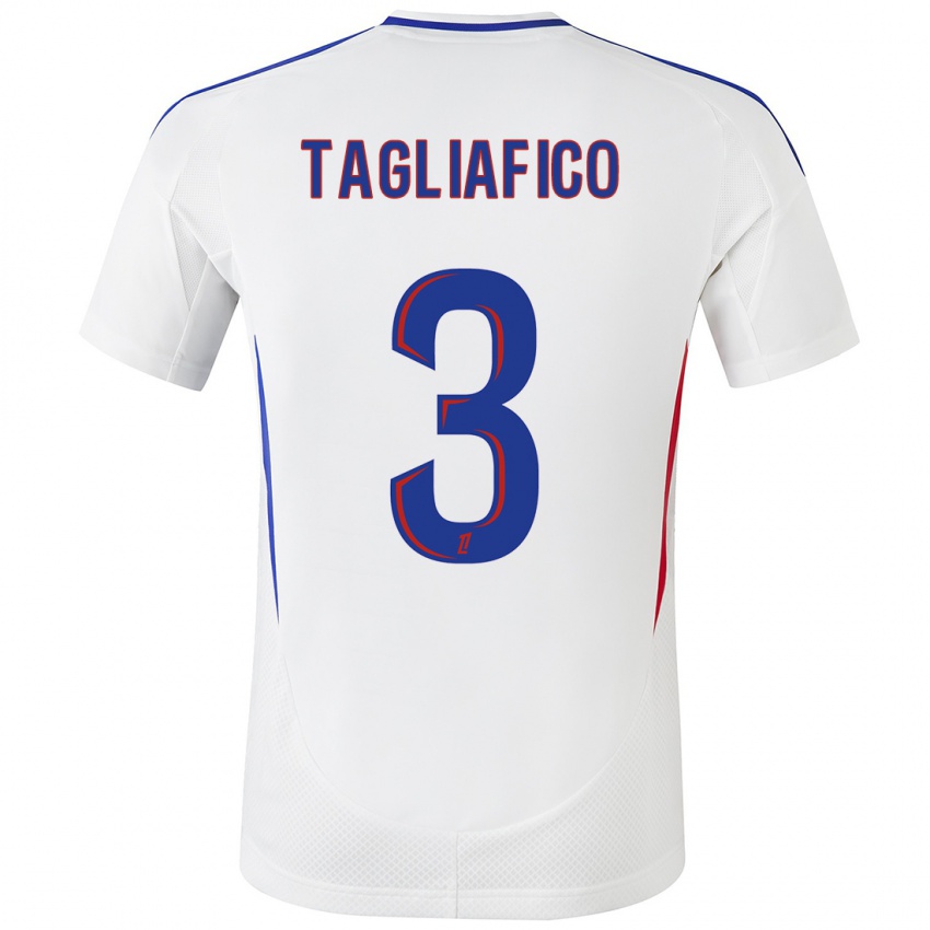 Homme Maillot Nicolas Tagliafico #3 Blanc Bleu Tenues Domicile 2024/25 T-Shirt Belgique