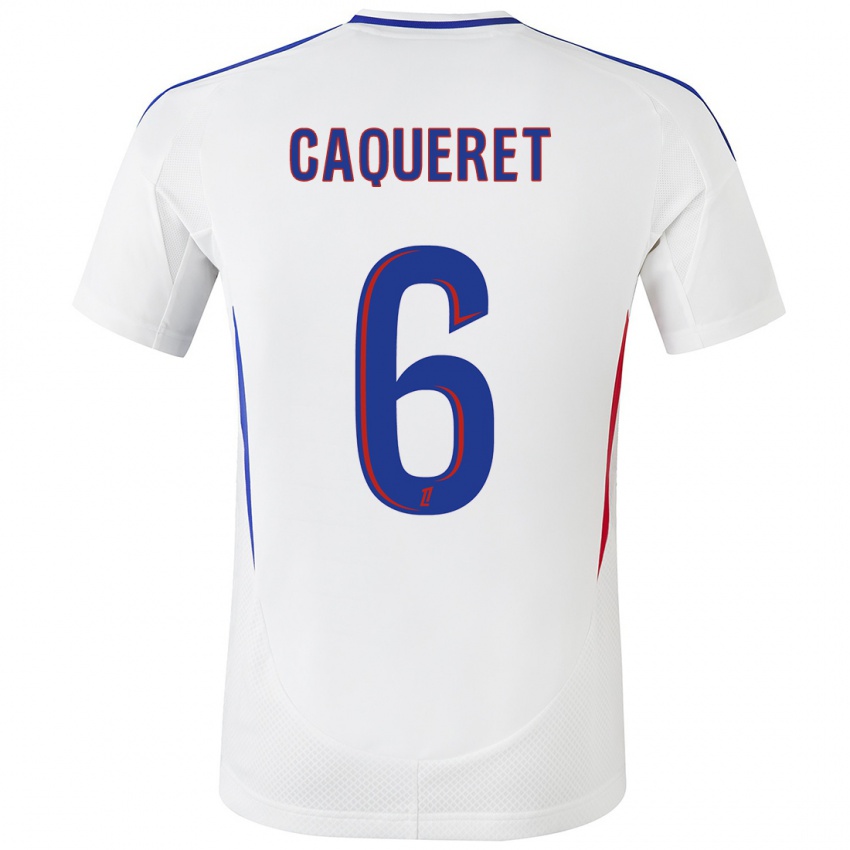 Heren Maxence Caqueret #6 Wit Blauw Thuisshirt Thuistenue 2024/25 T-Shirt België