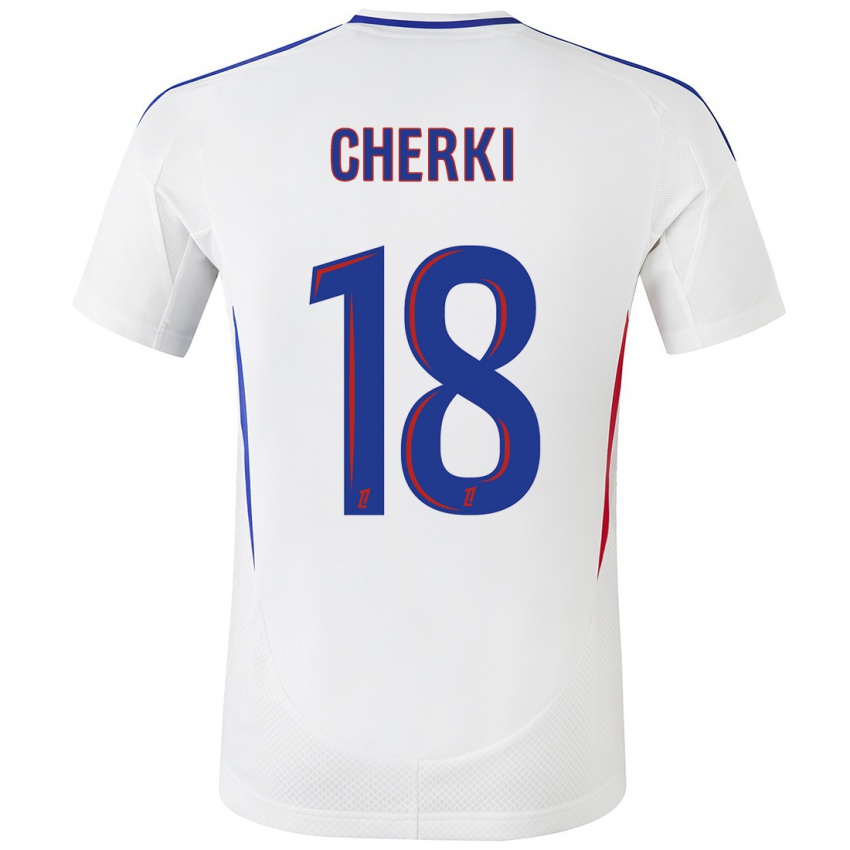 Heren Rayan Cherki #18 Wit Blauw Thuisshirt Thuistenue 2024/25 T-Shirt België