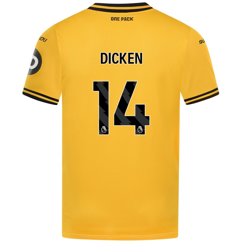 Homme Maillot Amy Dicken #14 Jaune Tenues Domicile 2024/25 T-Shirt Belgique