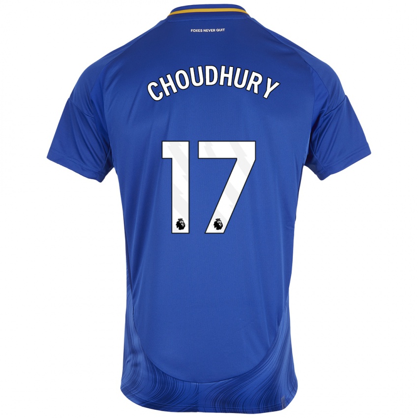 Homme Maillot Hamza Choudhury #17 Bleu Blanc Tenues Domicile 2024/25 T-Shirt Belgique