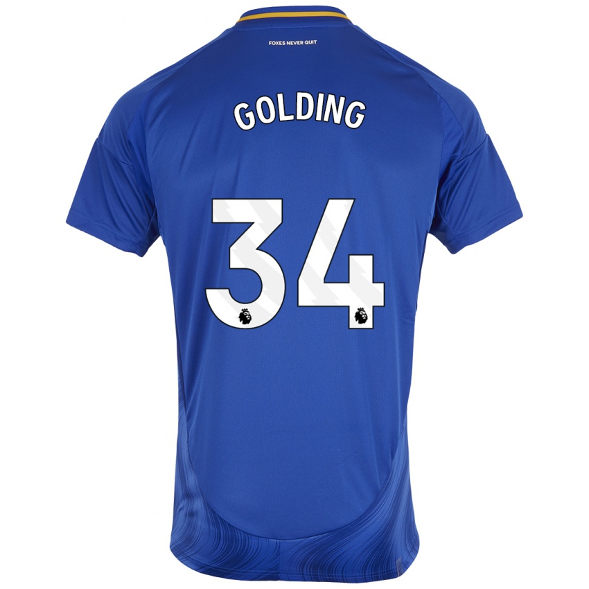 Homme Maillot Michael Golding #34 Bleu Blanc Tenues Domicile 2024/25 T-Shirt Belgique