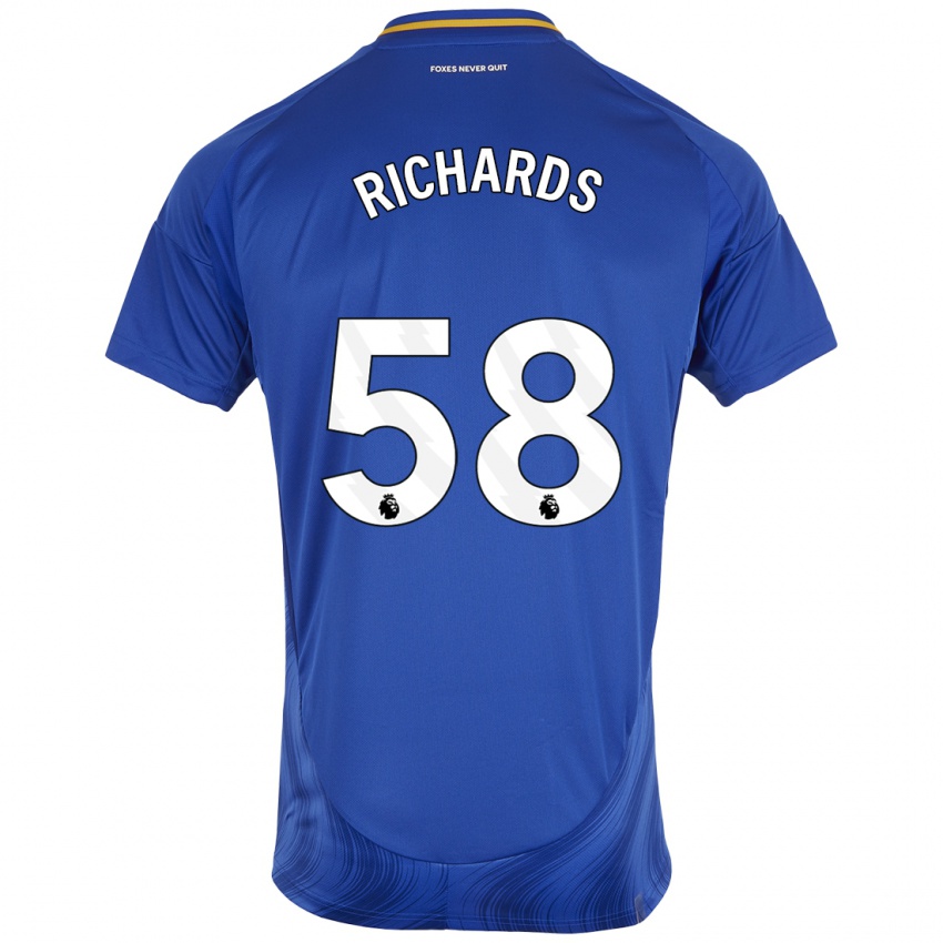 Homme Maillot Amani Richards #58 Bleu Blanc Tenues Domicile 2024/25 T-Shirt Belgique